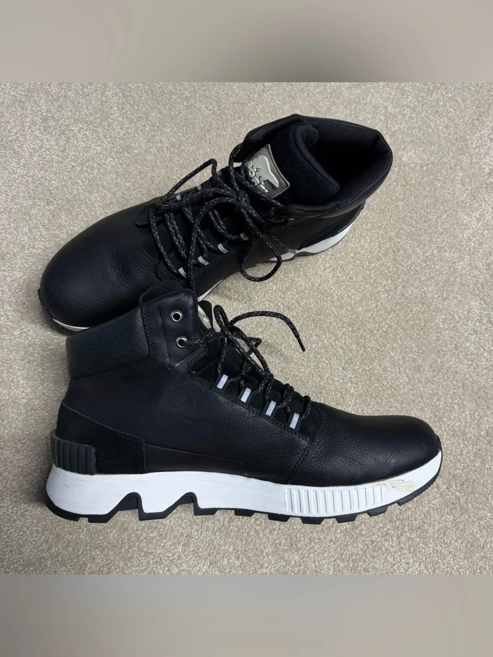 SOREL Mac Hill Lite Mid Waterproof Leather Boots l Mens 14 Black Lace Up Hiking